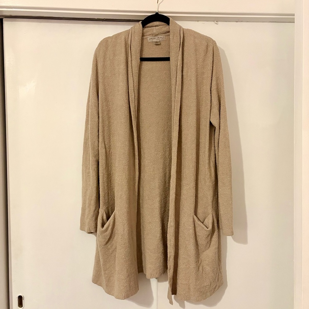 Barefoot Dreams Tan Open-Front Cardigan